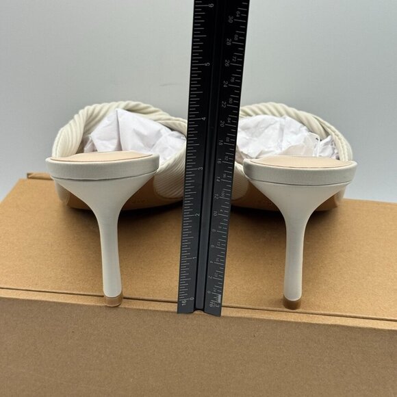 Tru Comfort Greer White Pleated High Heel Mules Square Toe Slip In Sandals 9 - Picture 4 of 9